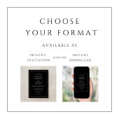 Invitation Élégant Mariage minimaliste noir classique