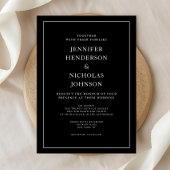 Invitation Élégant Mariage minimaliste noir classique