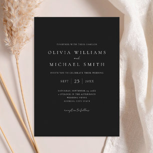 Invitation Élégant Mariage minimaliste noir et blanc