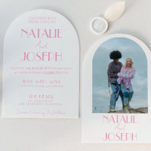 Invitation Élégant Mariage Minimaliste Photo Arc 