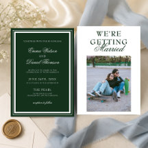 Élégant Mariage Minimaliste Photo Vert Émeraude