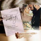 Invitation Élégant Mariage minimaliste rose pâle