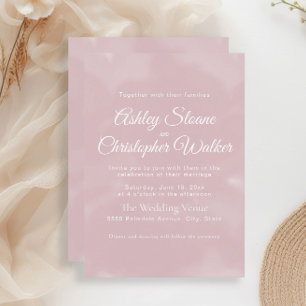 Invitation Élégant Mariage Minimaliste Rose Pâle Écriture Bla