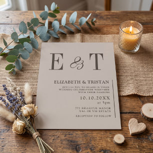 Invitation Élégant mariage minimaliste taupe