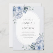 Invitation Élégant Mariage moderne bleu bleu foncé (Devant)