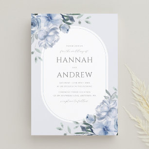 Invitation Élégant Mariage moderne bleu bleu foncé