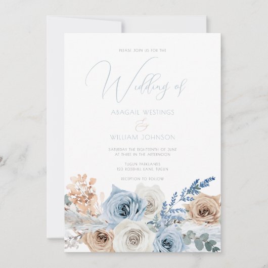 Invitation Élégant Mariage moderne Boho Blue (Devant)