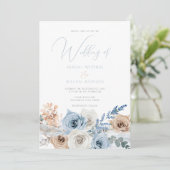 Invitation Élégant Mariage moderne Boho Blue (Debout devant)