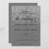 Invitation Élégant Mariage moderne brillant Silver Grey (Devant / Derrière)