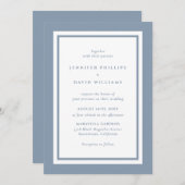 Invitation Élégant Mariage moderne Dusty Blue (Devant / Derrière)