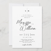 Invitation Élégant mariage moderne écriture noir et blanc (Devant)