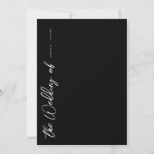 Invitation Élégant mariage moderne écriture noir et blanc (Dos)