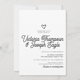 Invitation Élégant Mariage Moderne Écriture Tourbillonnante N