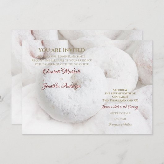 Invitation Elégant Mariage moderne Ethereal White Doughnut (Devant / Derrière)