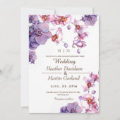 Invitation Élégant Mariage moderne Fleur violet orchidée rose (Devant)