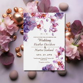 Invitation Élégant Mariage moderne Fleur violet orchidée rose