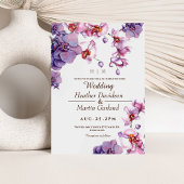 Invitation Élégant Mariage moderne Fleur violet orchidée rose
