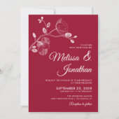 Invitation Élégant mariage moderne fleuri blanc orchidées rou (Devant)