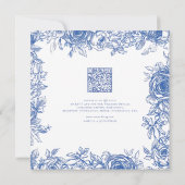 Invitation Élégant Mariage moderne Floraux Bleus (Dos)