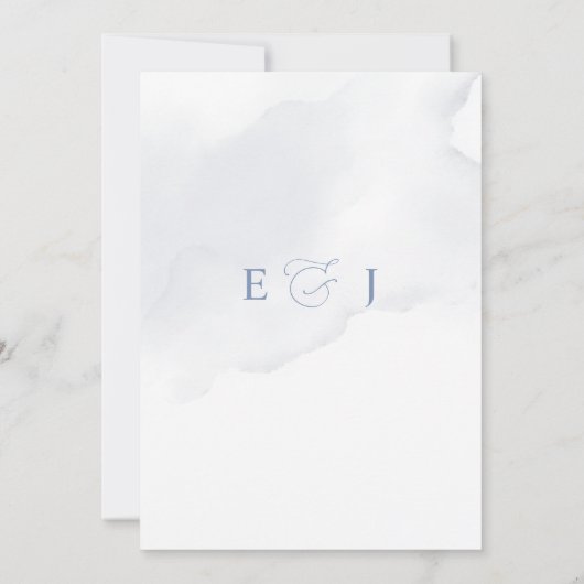 Invitation Élégant Mariage moderne géométrique Dusty bleu flo (Dos)