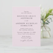 Invitation Élégant Mariage Moderne Lavande Script (Debout devant)