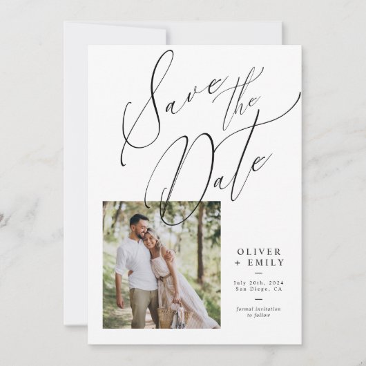 Invitation Élégant Mariage moderne manuscrit Enregistrer la d (Devant)