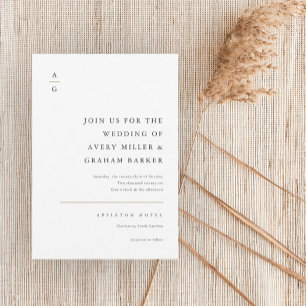 Invitation Élégant Mariage moderne noir et blanc