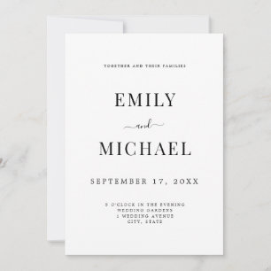 Invitation Élégant Mariage moderne noir et blanc classique