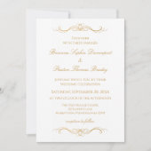 Invitation Élégant Mariage Moderne Or & Blanc Script Personna (Devant)