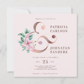 Invitation Elégant mariage moderne rose rose rose rose rose r (Devant)