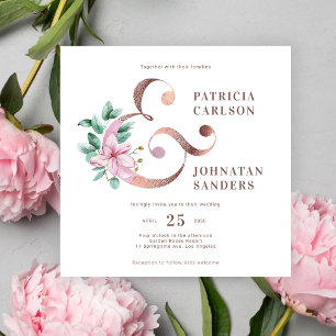 Invitation Elégant mariage moderne rose rose rose rose rose r