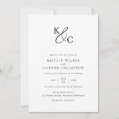 Invitation Élégant Mariage Moderne Simple Noir & Blanc (Devant)