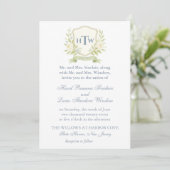 Invitation Élégant Mariage Monogram Crest (Debout devant)
