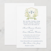 Invitation Élégant Mariage Monogram Crest (Devant / Derrière)