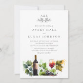 Invitation Élégant mariage Monogram Watercolor Winery (Devant)