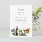 Invitation Élégant mariage Monogram Watercolor Winery (Debout devant)