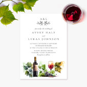 Invitation Élégant mariage Monogram Watercolor Winery