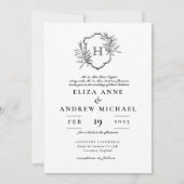Invitation Élégant Mariage Monogramme (Devant)