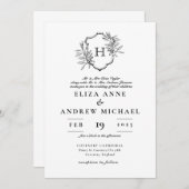 Invitation Élégant Mariage Monogramme (Devant / Derrière)
