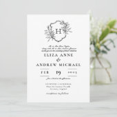 Invitation Élégant Mariage Monogramme (Debout devant)