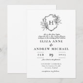 Invitation Élégant Mariage Monogramme (Devant / Derrière)