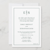 Invitation Élégant Mariage Monogramme Emerald Green (Devant)