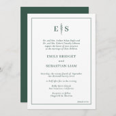 Invitation Élégant Mariage Monogramme Emerald Green (Devant / Derrière)