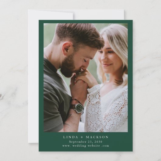 Invitation Élégant Mariage Monogramme Emerald Green Crest (Dos)