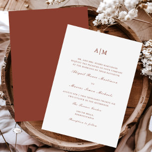 Invitation Élégant Mariage Monogramme en terre cuite