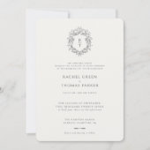 Invitation Élégant Mariage Monogramme Formel Blanc Noir  (Devant)