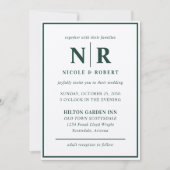 Invitation Élégant Mariage Monogramme Mariage et Initiales de (Devant)