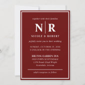 Invitation Élégant Mariage Monogramme Mariage et Initiales de (Devant)