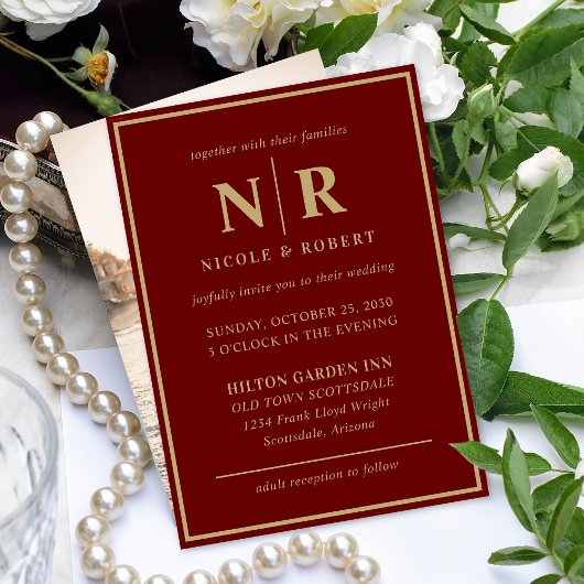 Invitation Élégant Mariage Monogramme Mariage et Initiales de
