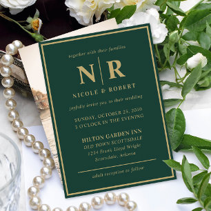 Invitation Élégant Mariage Monogramme Mariage et Initiales de